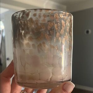 Elegant Gold and Cream Glass Vase